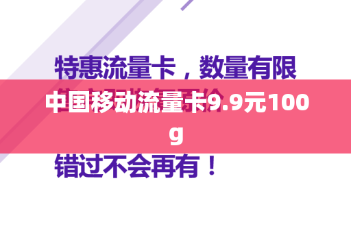 中国移动流量卡9.9元100g