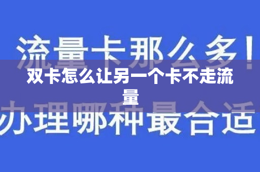 双卡怎么让另一个卡不走流量
