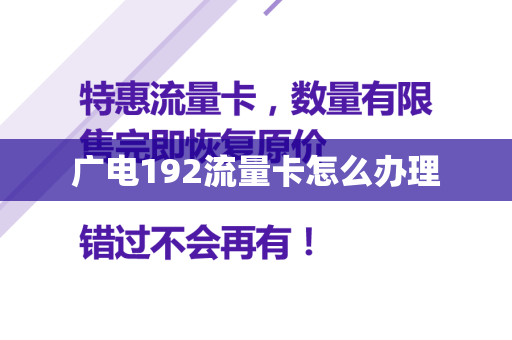 广电192流量卡怎么办理