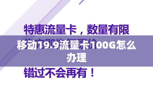 移动19.9流量卡100G怎么办理