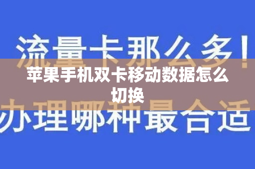 苹果手机双卡移动数据怎么切换