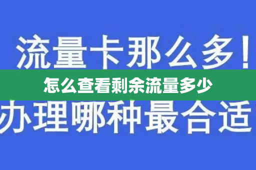 怎么查看剩余流量多少