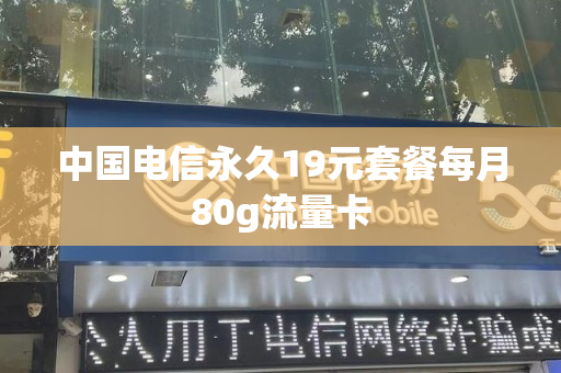 中国电信永久19元套餐每月80g流量卡