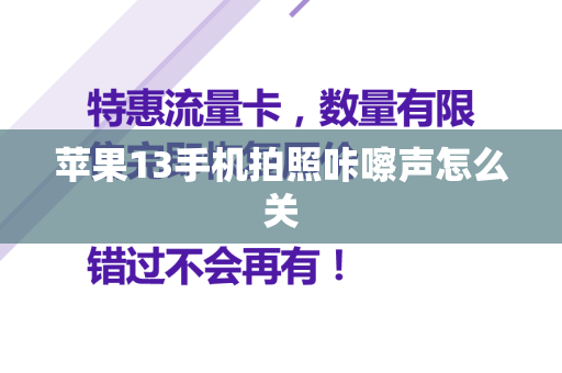 苹果13手机拍照咔嚓声怎么关
